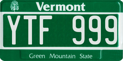 VT license plate YTF999