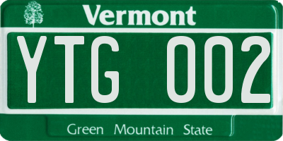 VT license plate YTG002
