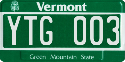 VT license plate YTG003