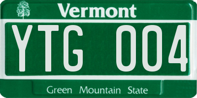 VT license plate YTG004