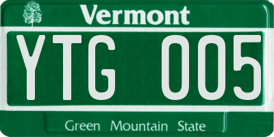 VT license plate YTG005