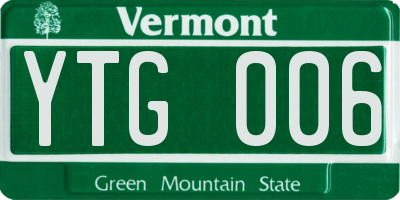 VT license plate YTG006