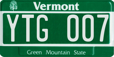 VT license plate YTG007