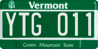 VT license plate YTG011