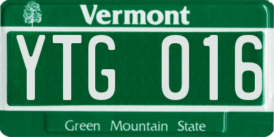 VT license plate YTG016