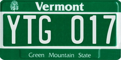 VT license plate YTG017