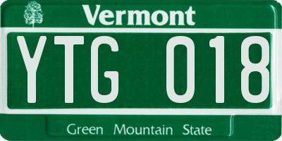VT license plate YTG018