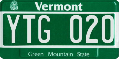 VT license plate YTG020