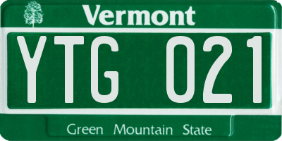 VT license plate YTG021