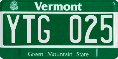 VT license plate YTG025