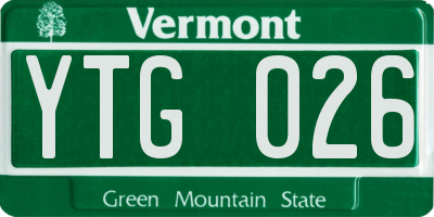 VT license plate YTG026