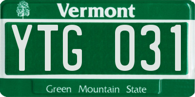 VT license plate YTG031