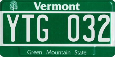 VT license plate YTG032