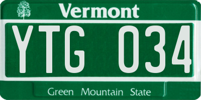 VT license plate YTG034