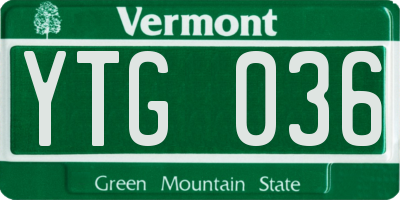 VT license plate YTG036