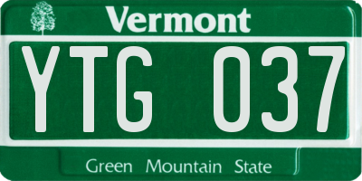 VT license plate YTG037