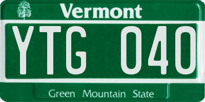 VT license plate YTG040
