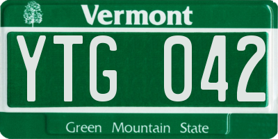 VT license plate YTG042