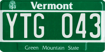 VT license plate YTG043