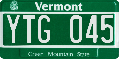 VT license plate YTG045