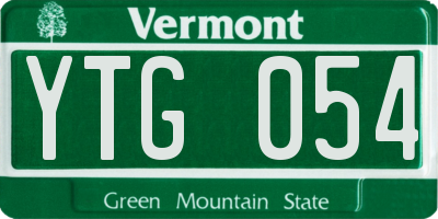 VT license plate YTG054