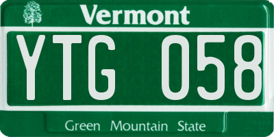 VT license plate YTG058