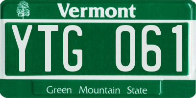 VT license plate YTG061