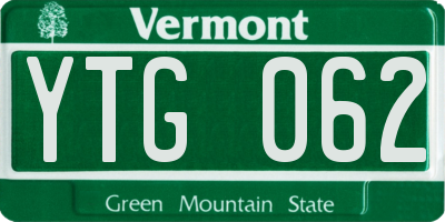 VT license plate YTG062