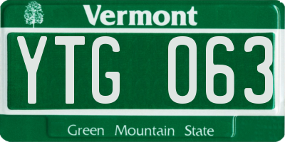 VT license plate YTG063