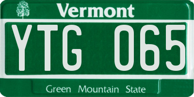 VT license plate YTG065
