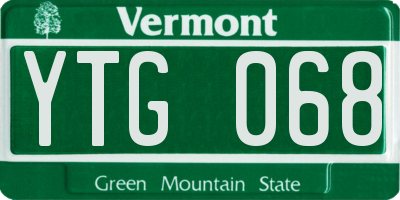 VT license plate YTG068