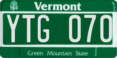 VT license plate YTG070