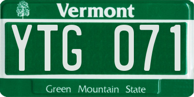 VT license plate YTG071