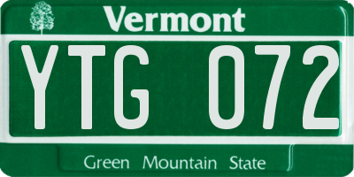 VT license plate YTG072