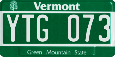 VT license plate YTG073