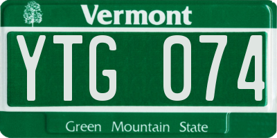 VT license plate YTG074