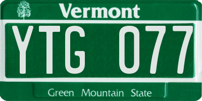 VT license plate YTG077