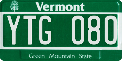 VT license plate YTG080