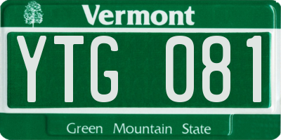 VT license plate YTG081