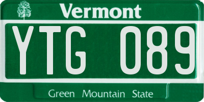 VT license plate YTG089