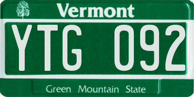 VT license plate YTG092
