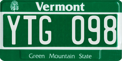 VT license plate YTG098