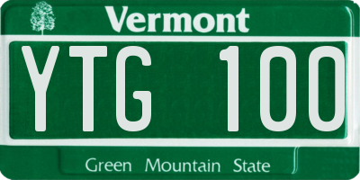 VT license plate YTG100