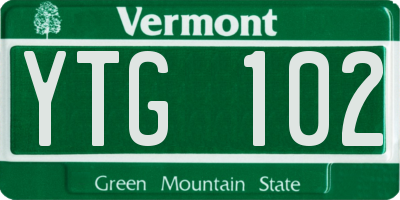 VT license plate YTG102