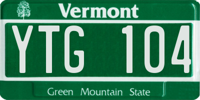 VT license plate YTG104