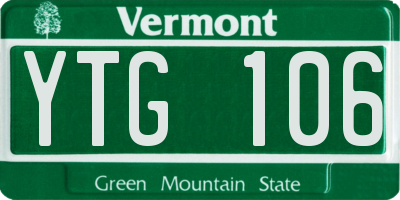 VT license plate YTG106