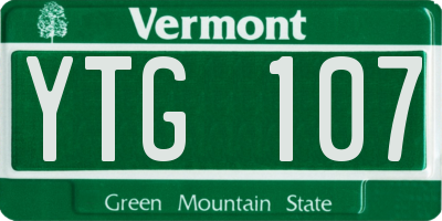 VT license plate YTG107