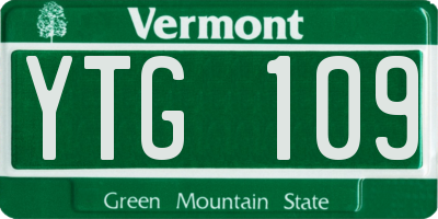 VT license plate YTG109