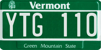 VT license plate YTG110