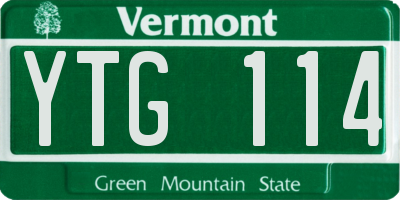 VT license plate YTG114
